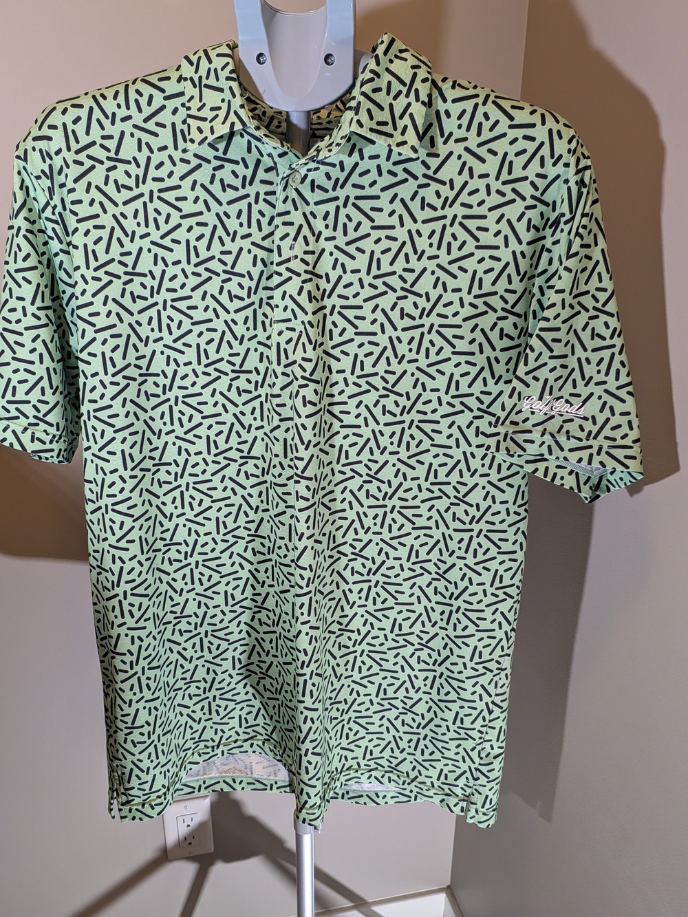 Men's Golf Gods Polo Shirt in Light Green with All-Over Pattern